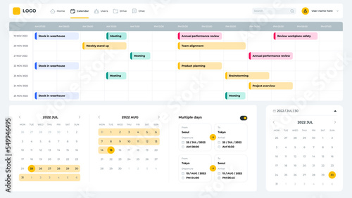 Basic UI design calendar schedule planning elements photo