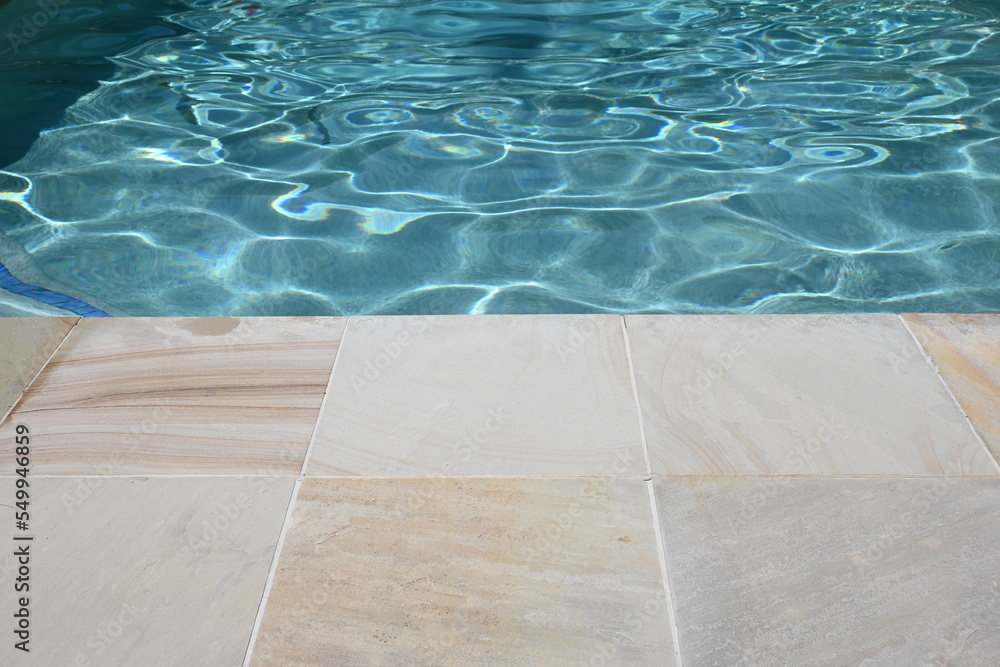 Sandstone tile and pool