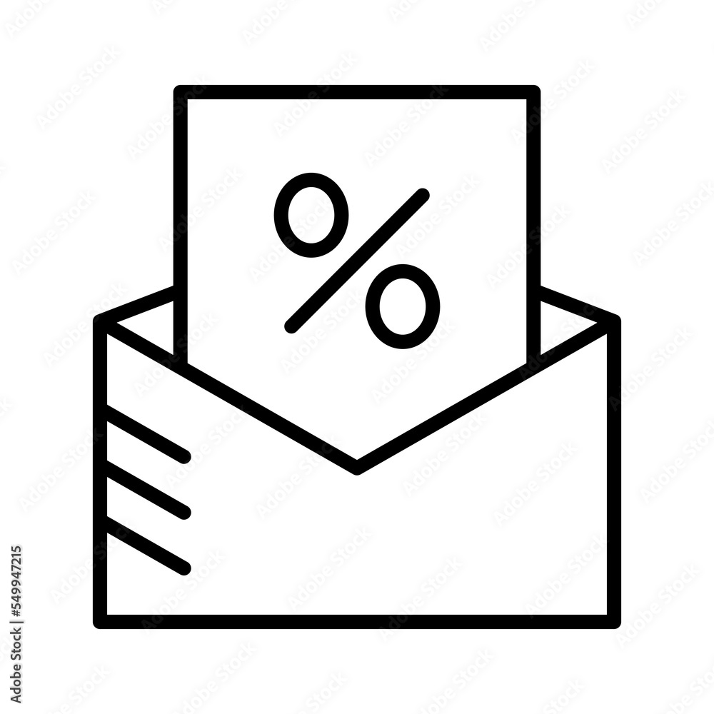 Email advertising promotion icon, discount sales envelope. Email advertising promotion icon, discount sales envelope.