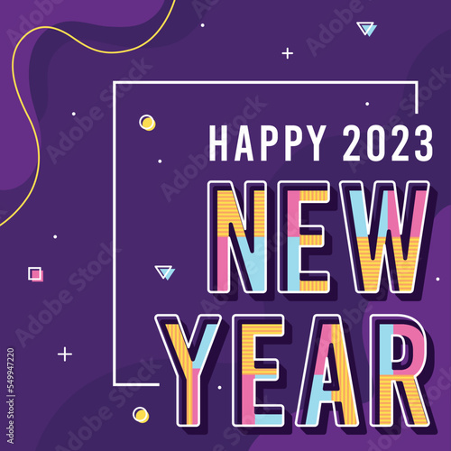 memphis style new year party invitation design illustration