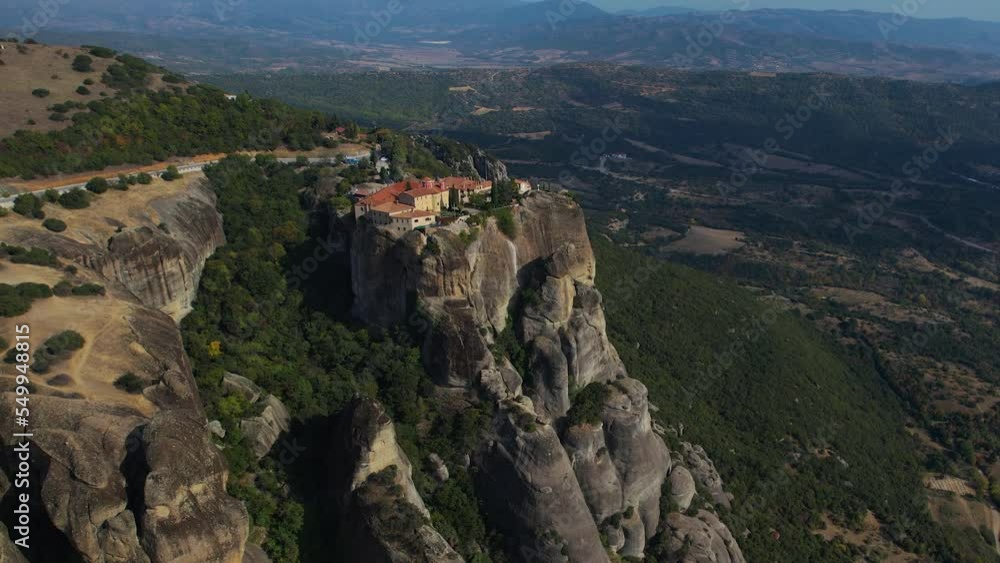 Aerial view around Meteora, Kalabaka, Monastère on a sunny day in Greece Aerial view around Meteora, Kalabaka, Monastère on a sunny day in Greece