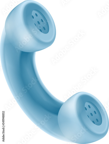 3d icon symbol isolated vector concept. Handset. Blue handset from telephone.Communication. Realistic render element design element. Cartoon minimal style.