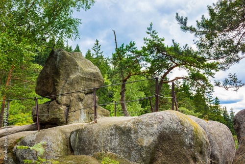Fototapeta Naklejka Na Ścianę i Meble -  Rock formation in forest of Sokoliki mountains in Poland
