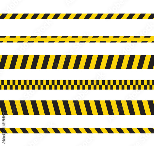 Set of warning tape for construction. Warning barrier vector set. © Abul