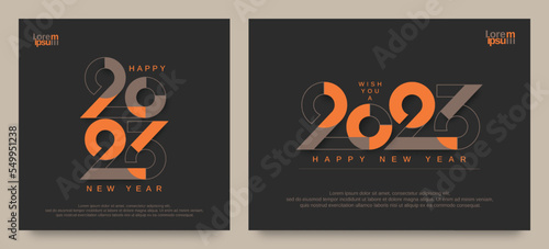 Happy new year 2023. Creative concept of 2023 new year with modern typeface number for social media template, card and banner