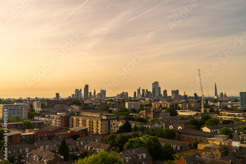 Photography Elevated View of London Skyline during sunset, UK