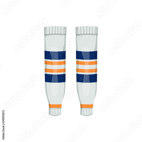 White socks with stripes. Outfit for sports. Hockey, football. Vector stock illustration. isolated. White background.