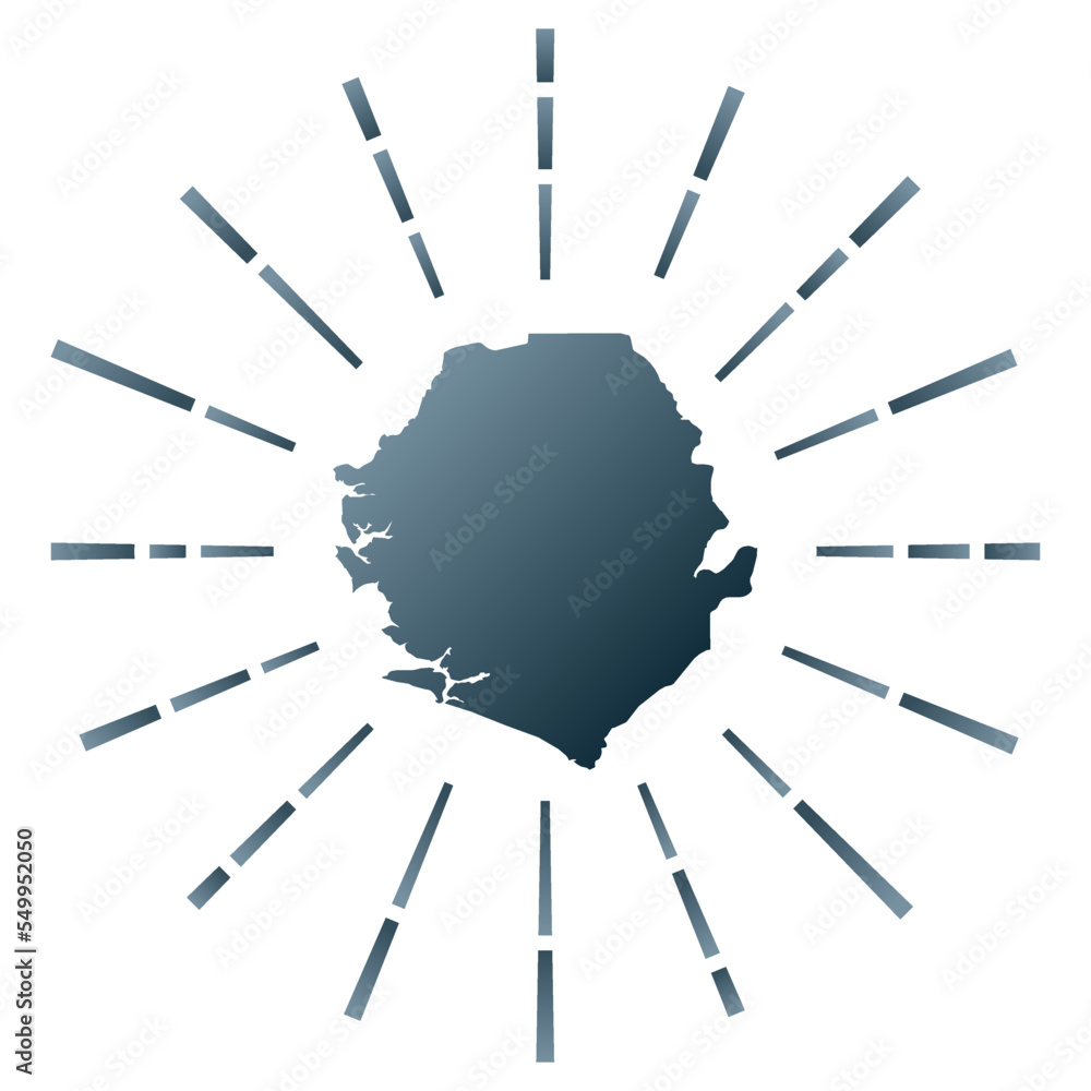 Sierra Leone gradiented sunburst. Map of the country with colorful star rays. Sierra Leone illustration in digital, technology, internet, network style. Vector illustration. Sierra Leone gradiented sunburst. Map of the country with colorful star rays. Sierra Leone illustration in digital, technology, internet, network style. Vector illustration.