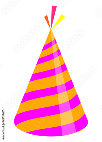 Birthday hat illustration isolated. Party hat illustration with stripes pattern