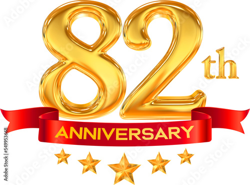 82th year anniversary gold number