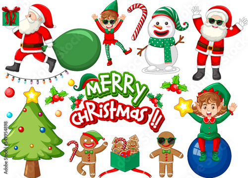 Set of Christmas elements and objects