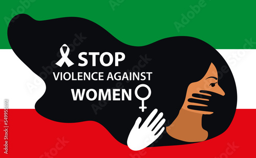 protest iranian women illustration design and shouts stop violence
