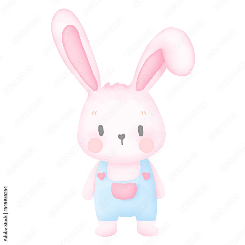 Cute cartoon easter bunny rabbit boy watercolor illustrations Cute cartoon easter bunny rabbit boy watercolor illustrations
