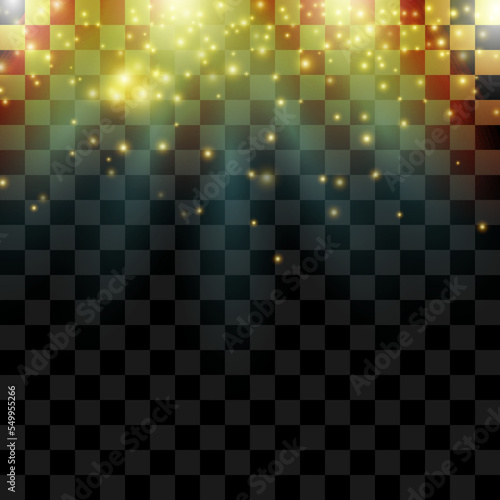 Falling magical shiny sparklers with beams.