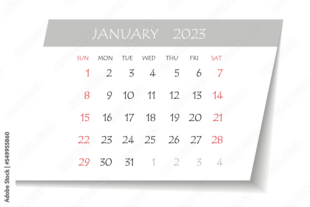 January 2023 calendar planner. Corporate week. Template layout, 12 months yearly, white background. Simple design for business brochure, flyer, print media, advertisement. Week starts from Monday January 2023 calendar planner. Corporate week. Template layout, 12 months yearly, white background. Simple design for business brochure, flyer, print media, advertisement. Week starts from Monday