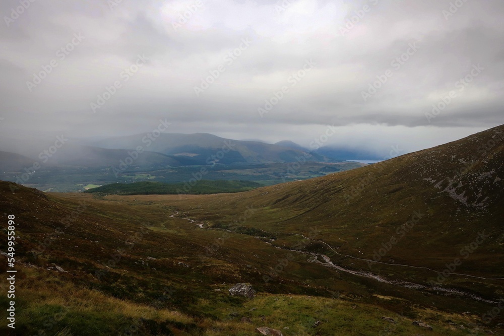 Naklejka premium Scenic landscape of Scottish Highlands near Kinlochleven village, Scotland
