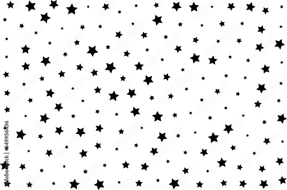 Obraz premium Starry background. Vector seamless pattern with stars. Monochrome horizontal texture. Swatch with sparkles for textile design.