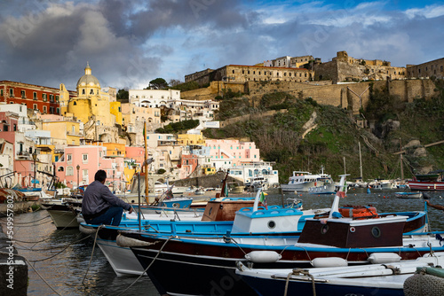 beautiful italian island procida famous for its colorful marina, tiny narrow streets and many beaches © Melinda Nagy