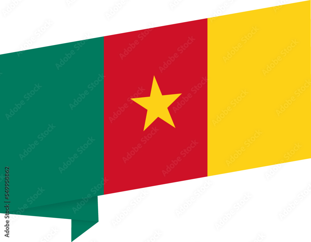 Cameroon flag flying on white background Cameroon flag flying on white background