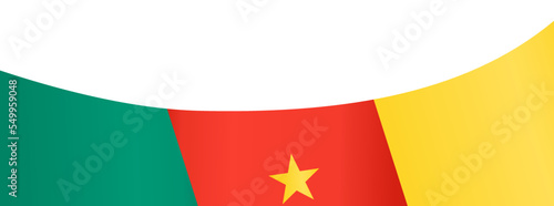 Cameroon flag flying on white background