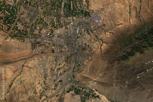 High resolution satellite image of Ürümqi in Xinjiang, China - contains modified Copernicus Sentinel Data (2022) photo