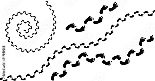 Bare Foot Footprints, Footprint Sign Path, Human Step Icons Road, Sole Pictogram Path