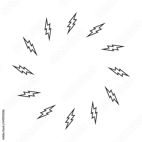 Lighting Strike Round Frame  Battery Charger Circular Pictogram  Lightning Bolt Background  Thunderbolt Frame