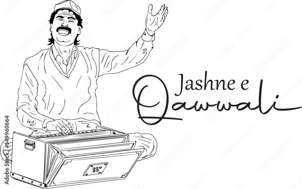 Qawwali singer logo, Indian folk musicians performing live qawwali