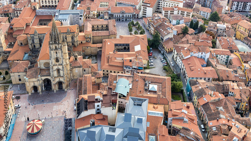 Vista aerea de la Catedral de Oviedo, Asturias photo