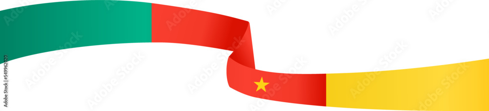 Cameroon flag flying on white background Cameroon flag flying on white background