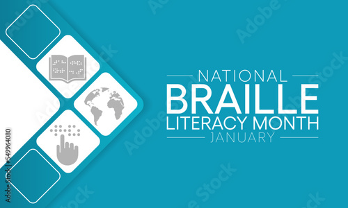 National Braille literacy month is observed every year in January. Vector illustration