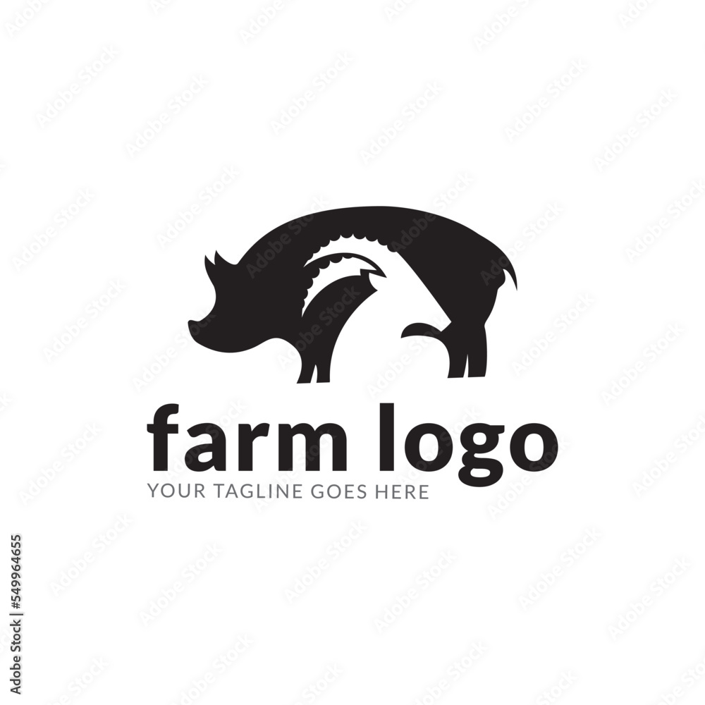 Vector group of animal farm labels, horse, pig, chicken, goat, Animal Logos. Vector group of animal farm labels, horse, pig, chicken, goat, Animal Logos.