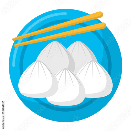 Chinese Dumplings Concept,  Central Asian manti vector color icon design, Asian Cuisines symbol, Most Popular Dishes Sign, Street Foods stock illustration 