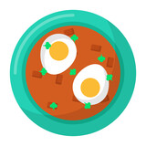 Shakshouka Concept, Menemen vector color icon design, Asian Cuisines symbol, Most Popular Dishes Sign, Street Foods stock illustration 