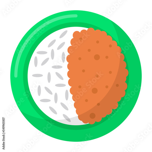 Kadhi Chawal Concept, curd curry with rice vector color icon design, Asian Cuisines symbol, Most Popular Dishes Sign, Street Foods stock illustration 