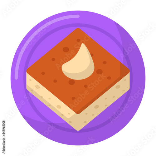 Kazandibi Concept, Turkish Burned Milk Pudding vector color icon design, Asian Cuisines symbol, Most Popular Dishes Sign, Street Foods stock illustration  photo