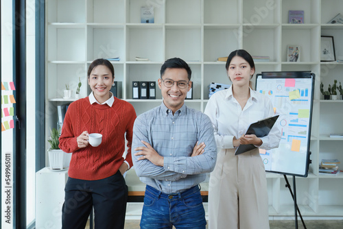 Asian entrepreneurs and business people meeting in a conference room in business planning, financial budget and investment risk assessment to analyze customer groups to increase company growth
