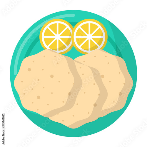 Fire-toasted papad Concept vector color icon design, Asian Cuisines symbol, Most Popular Dishes Sign, Street Foods stock illustration 