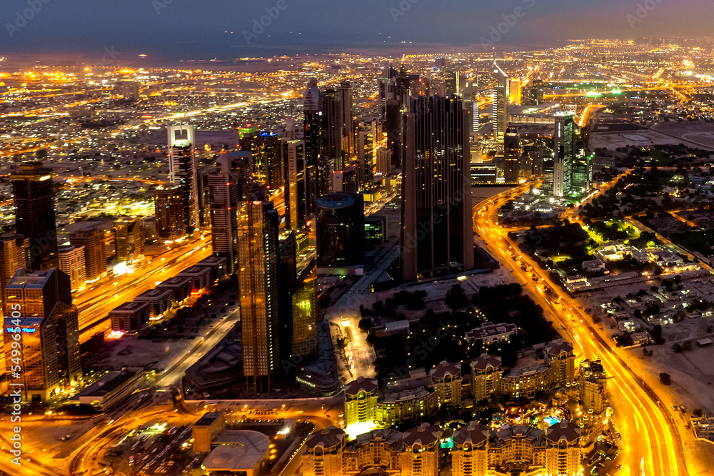 Dubai skyscrapers view. Modern arab city architecture