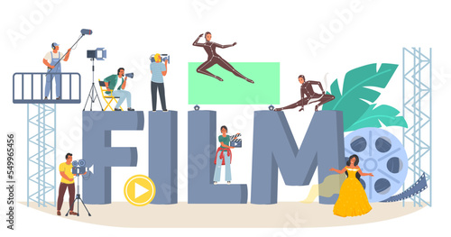 Making cinema movie video production flat vector