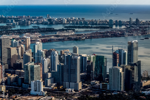 Aerial view of Miami ocean Florida  USA
