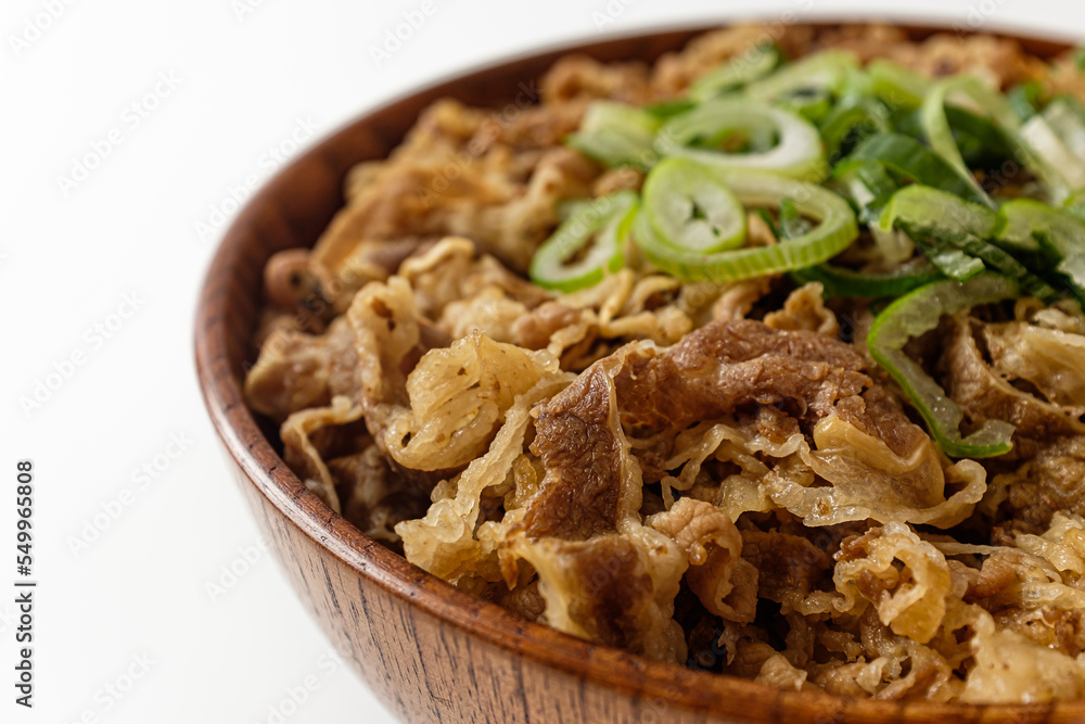 Gyudon on a white background