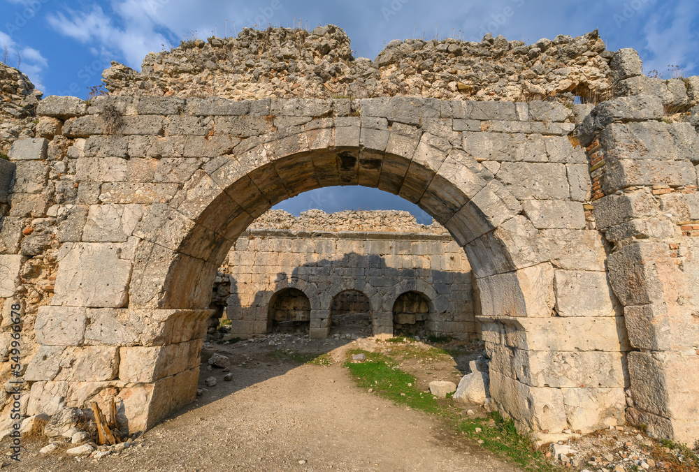 Tlos ruins and tombs, an ancient Lycian city near the town of Seydikemer, Mugla, Turkey. Tlos ruins and tombs, an ancient Lycian city near the town of Seydikemer, Mugla, Turkey.