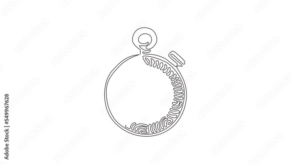 Animated self drawing of continuous one line draw Stopwatch line and solid icon. Timer illustration. Sport watch chronometer. Trendy style. Swirl curl style concept. Full length single line animation Animated self drawing of continuous one line draw Stopwatch line and solid icon. Timer illustration. Sport watch chronometer. Trendy style. Swirl curl style concept. Full length single line animation