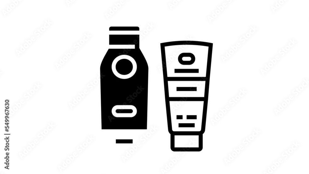 after sun cream tube and bottle line icon animation after sun cream tube and bottle line icon animation