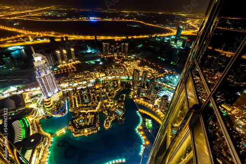 Fototapeta Naklejka Na Ścianę i Meble -  Night panoramic view of Dubai city in UAE