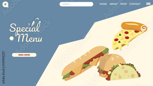 american fast food banner design menu landing page