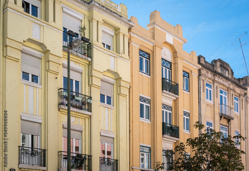 Building facades in the city of Lisbon, Portugal