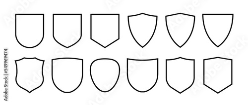 Shield outline set. Protect shield frame vector illustration on a white background