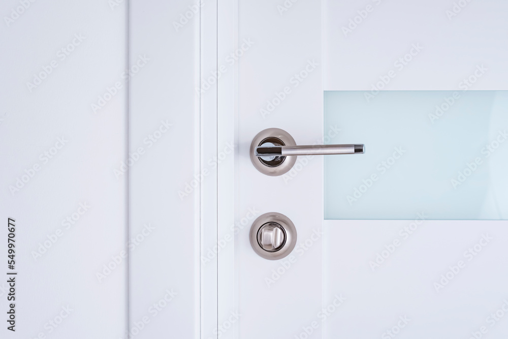 White Closed Door with door Handle and Lock White Closed Door with door Handle and Lock